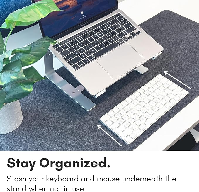Macally Aluminum Laptop Stand for Desk - Works with All MacBook/Pro/Air & Laptops Between 10” to 17.3” - Sleek and Sturdy Laptop Riser - (ASTAND), Silver Aluminum