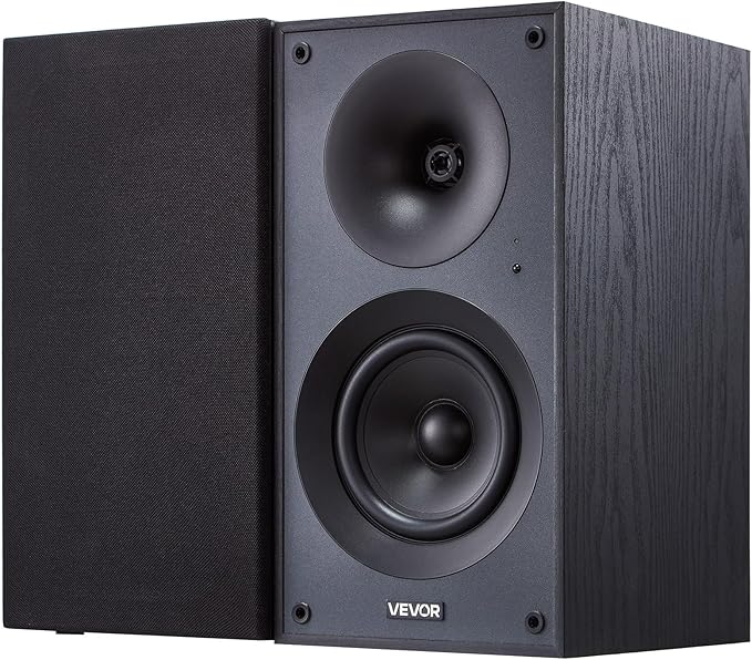VEVOR Powered Bookshelf Speakers, 25W x 2, Active Studio Monitor Speaker with 5.25 Inch Woofer, Bluetooth/RCA/Coaxial/Optical/USB/Subwoofer Connection, Wooden Enclosure, for Record Player Turntable PC