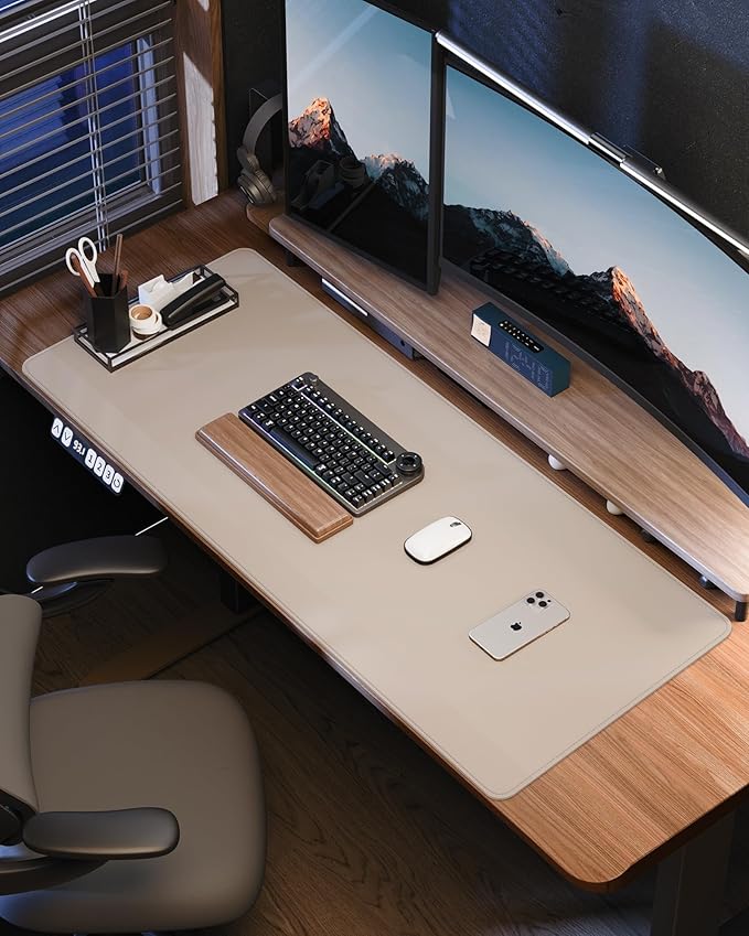Extra Large Desk Mat - 55"x 17" Non-Slip Desk Pad for Office and Home - Ideal for Large Mouse Pad and Desk Mats on Top of Desks(Beige)