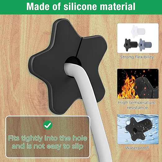 6pc Starlink Cable Grommet 5/8" Silicone Waterproof Wall Hole Pass Through Split Cable Bushings for TV Wire Ethernet Cord, Starlink Cable Routing Kit Accessories, 27.6mm/1.09" Ht, White