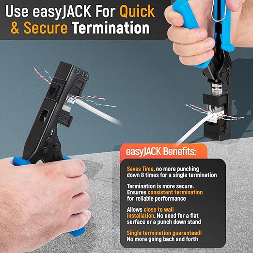 Everest 90° Angled RJ45 Cat6 Keystone Jacks 100-Pack in Black - Slim Profile Female RJ45 Connectors - Cat 6 Keystone Jack - Compatible with 90° Angled Speed Termination Tool - easyJACK (B094WB91H3)