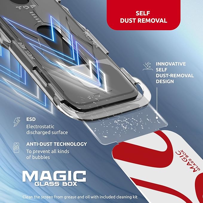 Screen Protector for iPhone 16 Pro Max – MagicBox Tempered Glass Screen Protector iPhone 16 Pro Max (2 Pcs) Edge-to-Edge Protection with 2 Applicators, 9H Hardness, Oleophobic Coating