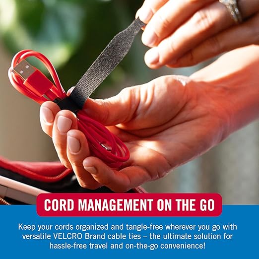 VELCRO Brand Reusable Cable Ties, 100 Pack 6 Inch Cable Management Ties, Cord Wraps for Electrical Cords, Black
