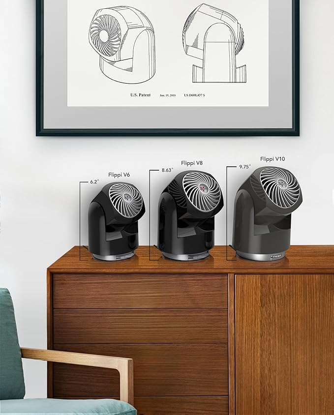 Vornado Flippi V6 Compact Air Circulator Fan, Quiet Portable Travel Fan for Office or Bedroom, Adjustable Head, 2 Speeds, Vintage White