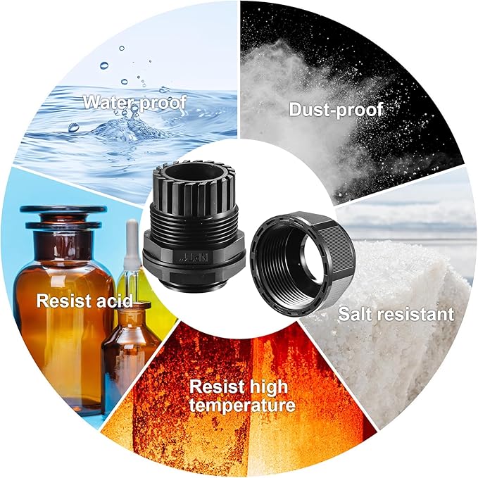 25 PCS 1/2"(6-12.5mm) NPT Nylon Cable Gland Joints with Gaskets, IP68 Adjustable Lock Nut Strain Relief Cord Grip Waterproof Cable Glands - UL Listed and RoHS Compliant