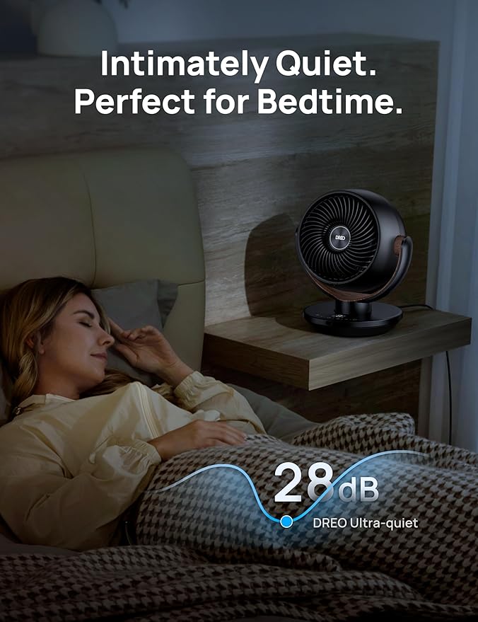 Dreo Fan for Bedroom, Desk Air Circulator Fan with Remote, 11 Inch Table Fans for Whole Room, 60ft Powerful Airflow, 120° Vertical Manual +90° Oscillating, 4 Speeds, 8H Timer, Quiet Fan, Home