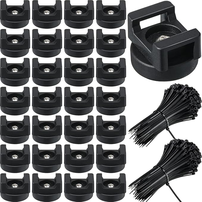 Yookeer 250 Pieces Magnetic Zip Tie Mount Multipurpose Cable Holder Magnets Magnetic Wire Management Bases with Heavy Duty Zip, Mount Nylon Cable Ties in Total (22 mm)
