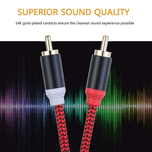 RCA Cable 25Ft,2Rca Male to 2-Rca Male Audio Stereo Subwoofer Cable [Hi-Fi Sound] Nylon-Braided Auxiliary Audio Cord for Home Theater, HDTV, Amplifiers, Hi-Fi Systems,Speakers and etc(25Ft/8M)