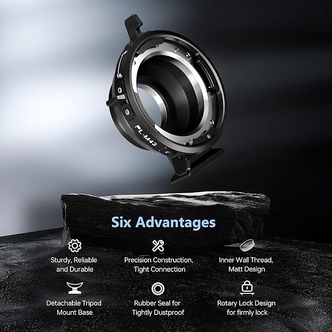VILTROX PL-M43 Lens Adapter, Lens Converter Ring Camera Lens Mount Adapter Ring Compatible with PL Lens to M43 Series Mount Cameras Panasonic GH5,G1,GH1,GH4/Olympus EP1,EP2,EM1,EM