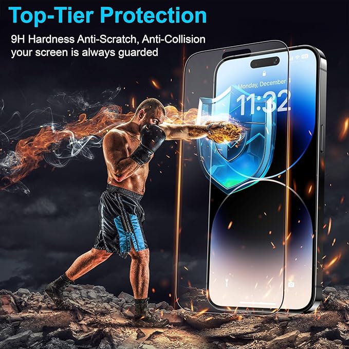 Mothca 2 Pack Matte Glass Screen Protector for iPhone 14 Pro 6.1-inch [Auto Fit Box Dust-Free] Edge to Edge Full Coverage Anti-Glare & Anti-Fingerprint Tempered Glass, Bubble Free, Smooth as Silk