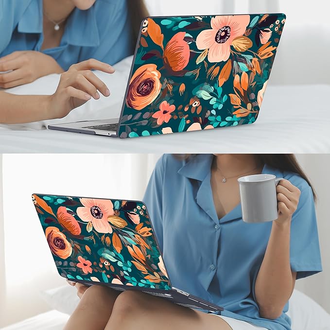Mektron for MacBook Pro 13-inch Case 2022 2021 2020 Release A2338 M2 M1 A2289 A2251, Printed Plastic Hard Shell Cover for New MacBook Pro 13.3-inch Touch Bar Fits Touch ID，Abstract Florals