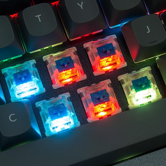 Keychron Q7 Wired Custom Mechanical Keyboard, 70% Layout QMK/VIA Programmable Macro with Hot-swappable Gateron G Pro Blue Switch Double Gasket Compatible with Mac Windows Linux (Grey)