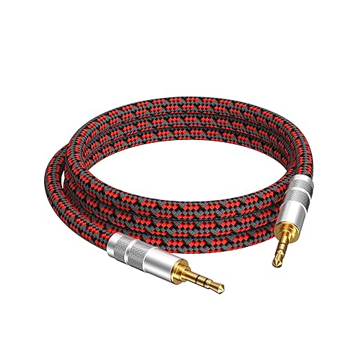 3.5mm Aux Cord, Audiophile Audio Auxiliary Cable 3.5 mm Male to Male Stereo Hi-Fi Sound Braided aux 1/8 Cable for Car Home Stereos Tablets Speakers (Straight 3.5mm, 6.5ft)