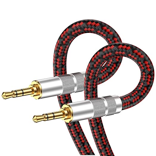 3.5mm Aux Cord, Audiophile Audio Auxiliary Cable 3.5 mm Male to Male Stereo Hi-Fi Sound Braided aux 1/8 Cable for Car Home Stereos Tablets Speakers (Straight 3.5mm, 6.5ft)