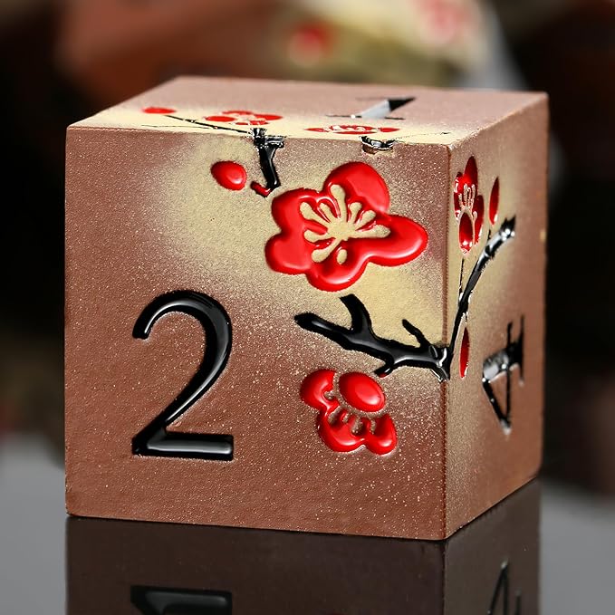 Metal Dice Set DND, DNDND 7 PCS Metallic Flowers D&D Dice with Gorgeous Gift Case for D&D Dungeons and Dragon Tabletop Game (Brown and Cream-Coloured)