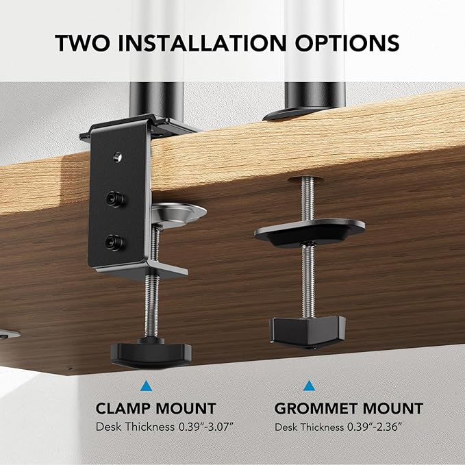 HUANUO Adjustable Monitor Stand, Single Arm Desk Mount for 32 inch Screen and 17 inch Laptop, Heavy Duty Ergonomic Bracket Holds 22lbs