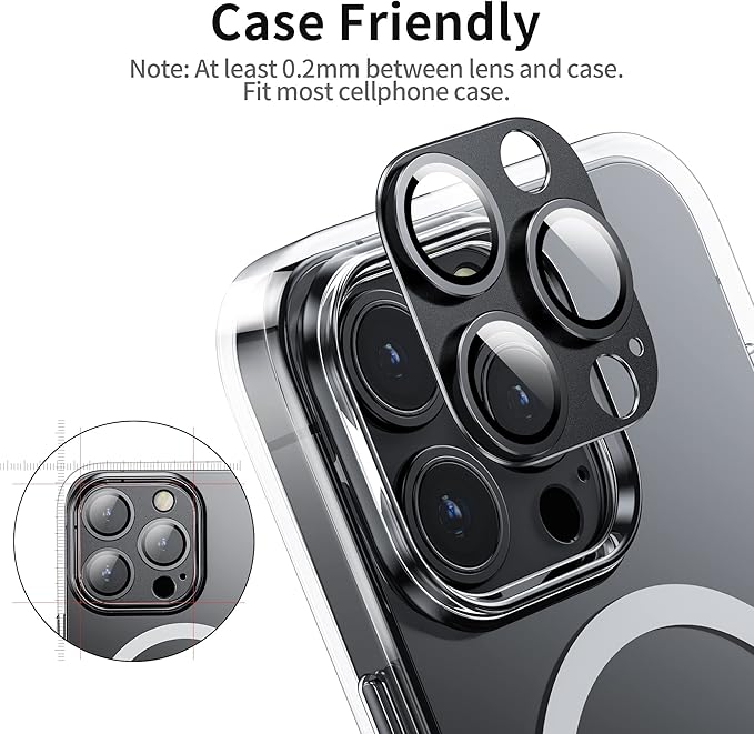 Camera Lens Protector for iPhone 14 Pro/iPhone 14 Pro Max, Alloy Metal Camera Cover with Tempered Glass Screen Protector Accessories,Purple and Black