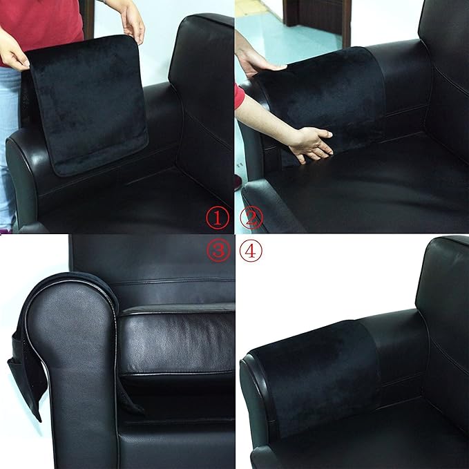 Wanty Velvet Sofa Couch Chair Armrest Soft Caddy Organizer Holder for Remote Control, Cell Phone, Book, Pencil (Black)