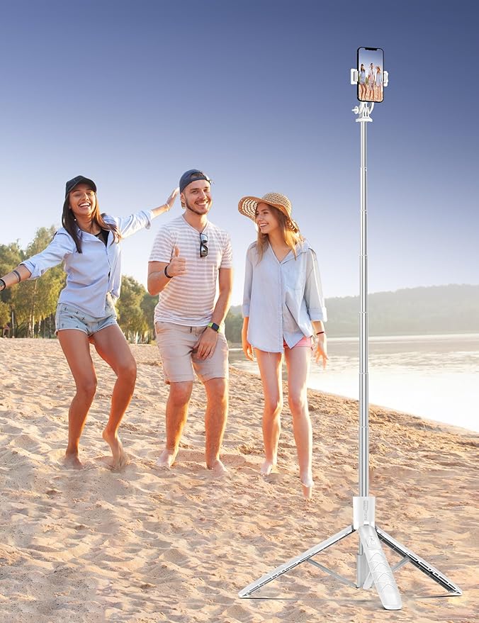 71" Phone Tripod Selfie Stick, All-in-1 with Remote, Extendable Cell Phone Tripod for iPhone, Smartphone Stand for Selfie/Video Recording/Photo/Live Stream/Vlog