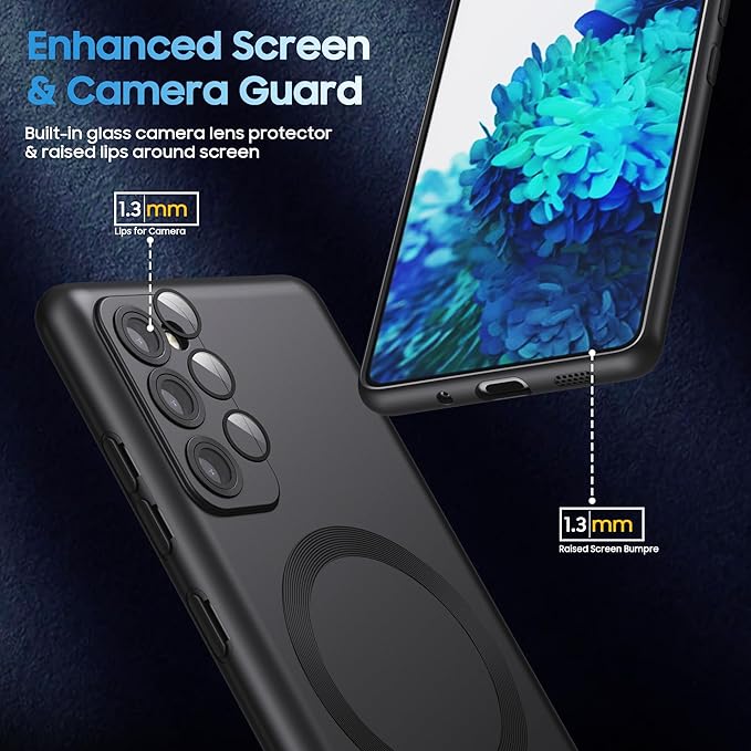 Magnetic for Samsung Galaxy S20 FE 5G Case 【Compatible with MagSafe】【Built-in Camera Lens Protector】 Slim Soft TPU Shockproof Phone Shell (Black)