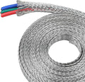 Tinned Copper Metal Braid Sleeving Wire Shielding Sleeve Braided Copper Ground Straps EMI/RFI Interference Expandable Flat Mesh Shielding Cable for Protect Wire (5/16inch-22ft)