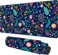 Gaming Desk Pad Large Extra Length Beautiful Floral Mouse Pad Keyboard Laptop Non-Slip Waterproof with Rubber Base Thick Stitched Edge Mouse Mat for Office Home 35.4 x 15.7 Inches