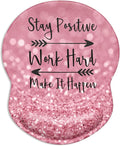 ITNRSIIET Ergonomic Mouse Pad with Gel Wrist Support Small Wrist Rest Smooth Surface Non-Slip PU Base Comfortable Office Supplies Pain Relief, 8.7 x 7.2 inches, Pretty Inspirational Quotes