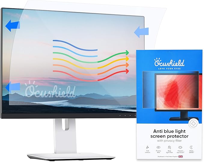 Ocushield 23" Premium Blue Light Screen Protector with Privacy Filter for Laptops and Computer Monitors - Anti-Glare - Easy Install - Anti-Fatigue (510 x 287 mm)