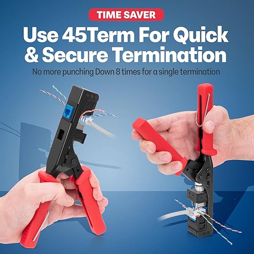 Everest 45° Angled RJ45 Cat5e Keystone Jacks 50-Pack in Blue - Slim Profile Female RJ45 Connectors - Cat 5e Keystone Jack - Compatible with 45° Angled Speed Termination Tool - 45Term (B0BL3GS7ZY)