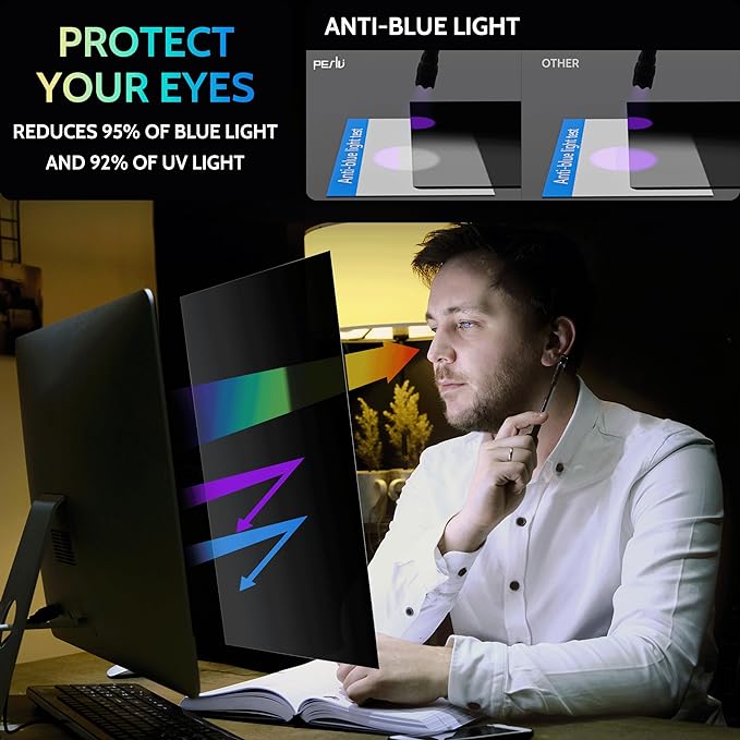 [2-Pack] 23.6 Inch Privacy Screen for Computer Monitor 16:9 Aspect Ratio, Eye Protection Anti Blue Light Glare Shield, 23.6inch Removable Black Blackout Anti Spy Desktop Security Private Filter
