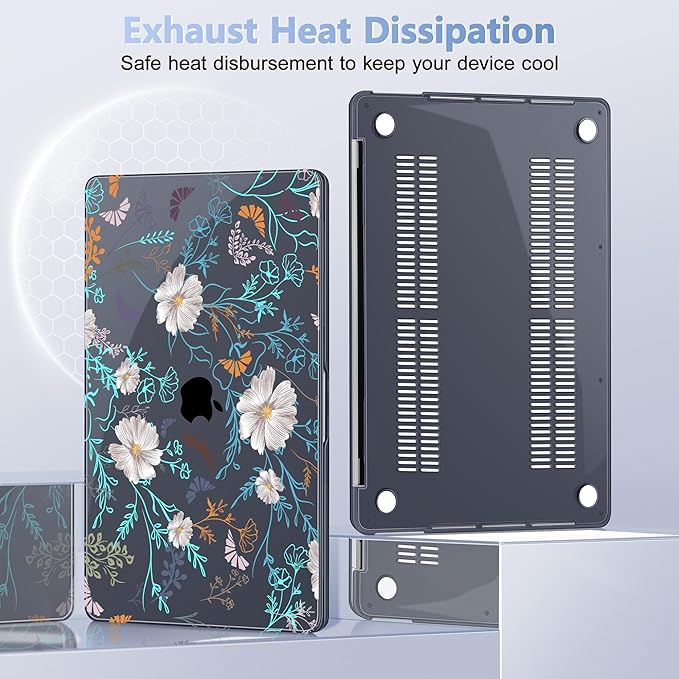 Case for MacBook Pro 13 inch with/Without Touch Bar (2016-2022, M2 A2338 M1 A2289 A2251 A2159 A1989 A1706 A1708), Hard Shell + Keyboard Cover + Dust Plug, Rustic Flowers