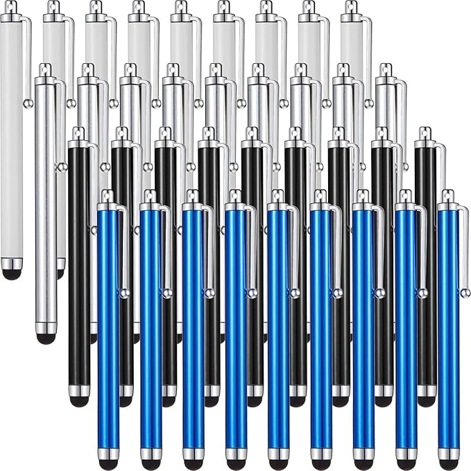 Outus 36 Pcs Stylus Pen for Universal Capacitive Touch Screens Devices, Stylus Pen Compatible with Tablet for Classroom Travel Olders Friendly(Black, Silver, Dark Blue, White)