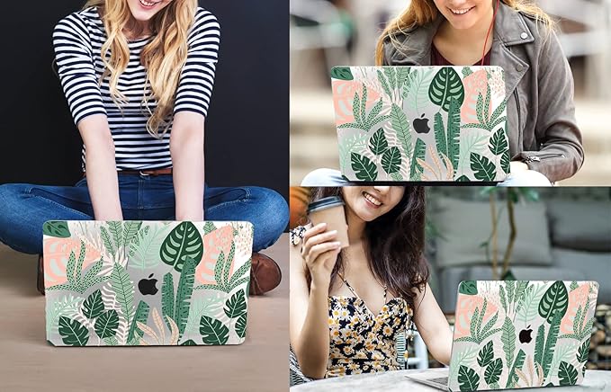 CISSOOK for MacBook Air 13 inch Case 2021 2020 2019 2018 Release A2337 M1 A2179 A1932 with Touch ID, Tropical Hard Shell Case with 2 Keyboard Covers for MacBook Air 13 2021, Tropical Palm Leaves