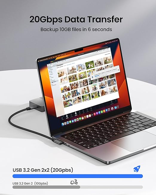 Silkland USB C Monitor Display Cable Right Angle 5FT [5K/4K@60Hz 8K@30Hz], 90 Degree USB C 3.2 Gen 2x2 Video Cable, 20Gbps Data Transfer, 240W Fast PD Compatible for MacBook Pro, iPad, iPhone 16