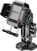 BRCOVAN Anti-Theft Phone Mount Holder with Vibration Dampener [Camera Friendly] [1s Lock & Release] with Aluminum Round Base & Medium Arm, for Car Boat Truck Motorcycle UTV, Fit 5.4-7.2'' Smartphones