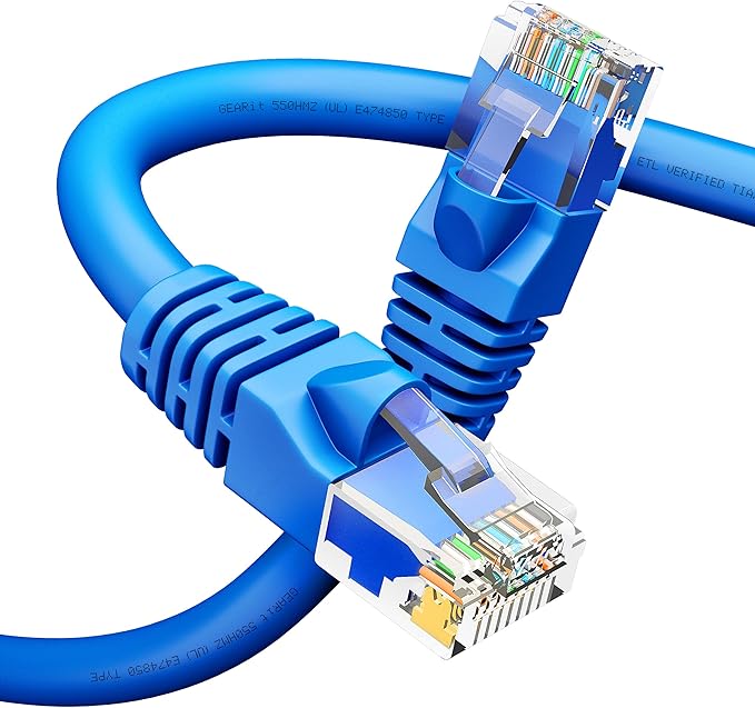 GEARit Cat 6 Ethernet Cable (1-Pack 35 Feet) Cat6 Network Patch, 10Gbps, RJ45, Snagless Cord, Gold-Plated Connectors, Internet for PC, TV, Tablet, Router, Printer, Servers, IT Data Center - Blue