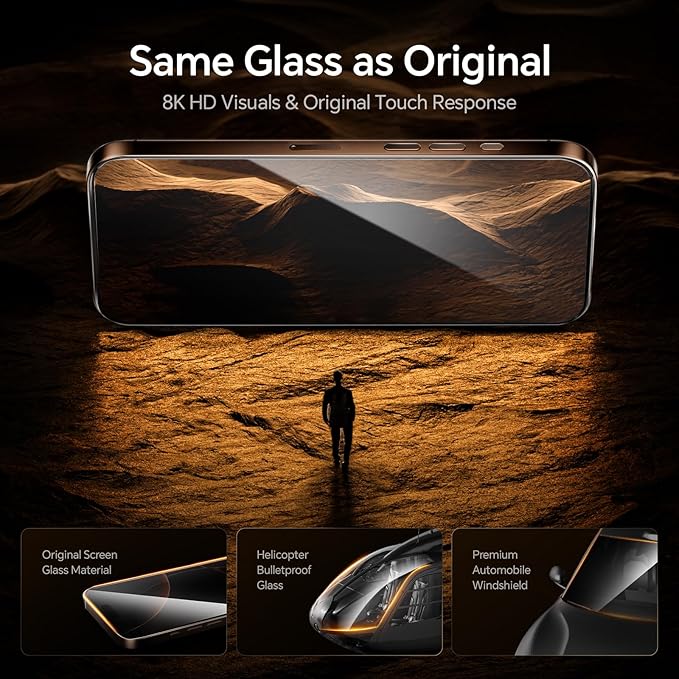 AOHI 9H+ Tempered Glass for iPhone 16 Pro Max Screen Protector Military Grade Shatterproof & Longest Durable Ultra-tough Glass Film with Flawless Fit Tray, 6.9-Inch HD Clear, Scratch Resistant