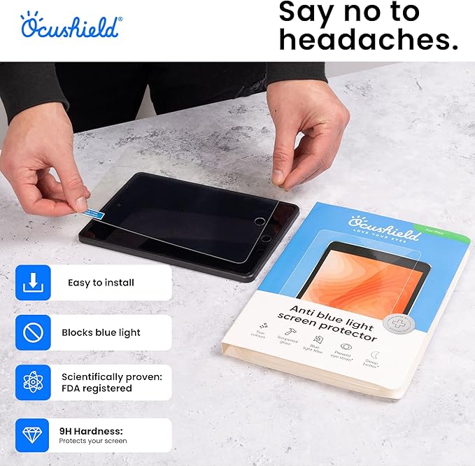 Ocushield Anti Blue Light Tempered Glass Screen Protector for Apple iPad Pro 13" (2024) - Blue Light Filter for iPad - Anti Glare - Protect Your Eyes & Improve Sleep