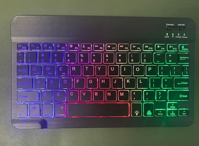 Keyboard Case for Galaxy Tab A8 10.5 Inch 2022, Slim Lightweight 7 Color Rainbow Backlight Detachable Magnetic Keyboard Cover with S Pen Holder,Teal
