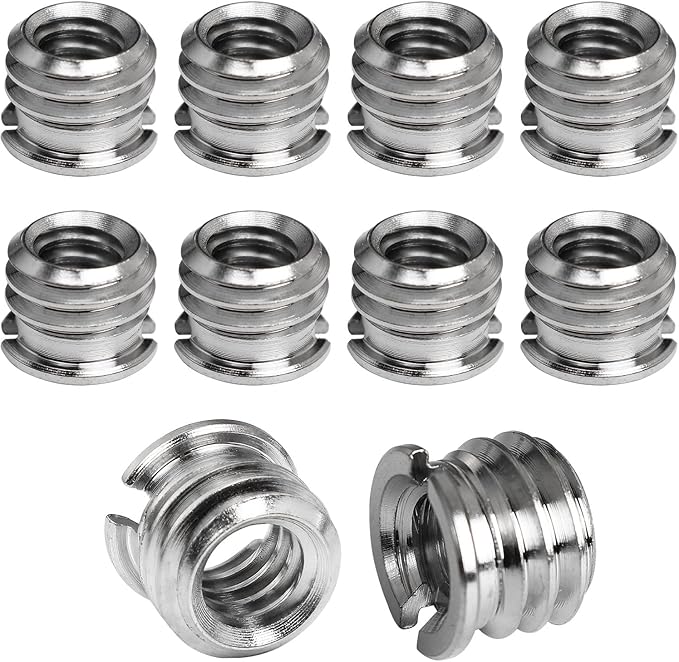 1/4"-20 Female to 3/8"-16 Male Tripod Thread Adapter LUORNG 10PCS Standard Screw Adapter Reducer Bushing Converter for DSLR Camera Camcorder Monopod Stand, 3/8 to 1/4 Tripod