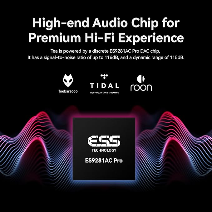 Khadas Tea Portable Headphone Bluetooth Amplifier,HiFi Hi-Res DAC USB Bluetooth 5.0, LDAC/aptX HD, PCM, DSD, MQA 32bit/384KHz ESS ES9281ACPro Qualcomm QCC5125 (Teal Blue)