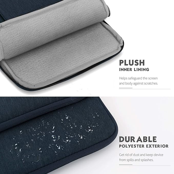 MoKo 12.9 Inch Tablet Sleeve Bag Carrying Case with Pockets Fits 13 Inch New iPad Pro M4 & Air M2 2024, iPad Pro 12.9 M2&M1, Surface Laptop Go 12.4", Galaxy Tab S8+/S9+ 12.4", Indigo