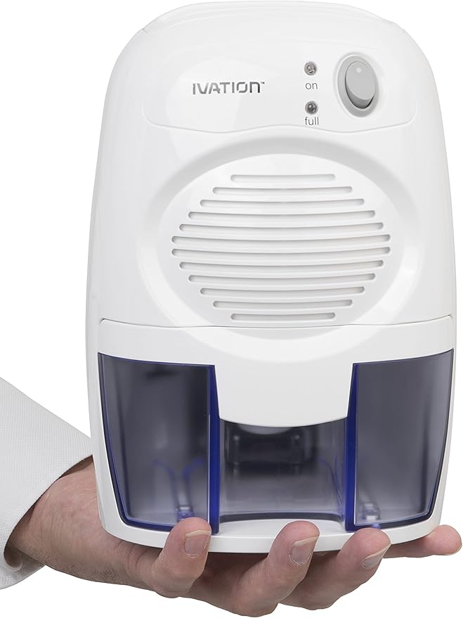 Ivation IVADM10 Powerful Small-Size Thermo-Electric Dehumidifier - for Smaller Room, Cupboard, Basement, Attic, Stored Boat, RV, Antique Car,White