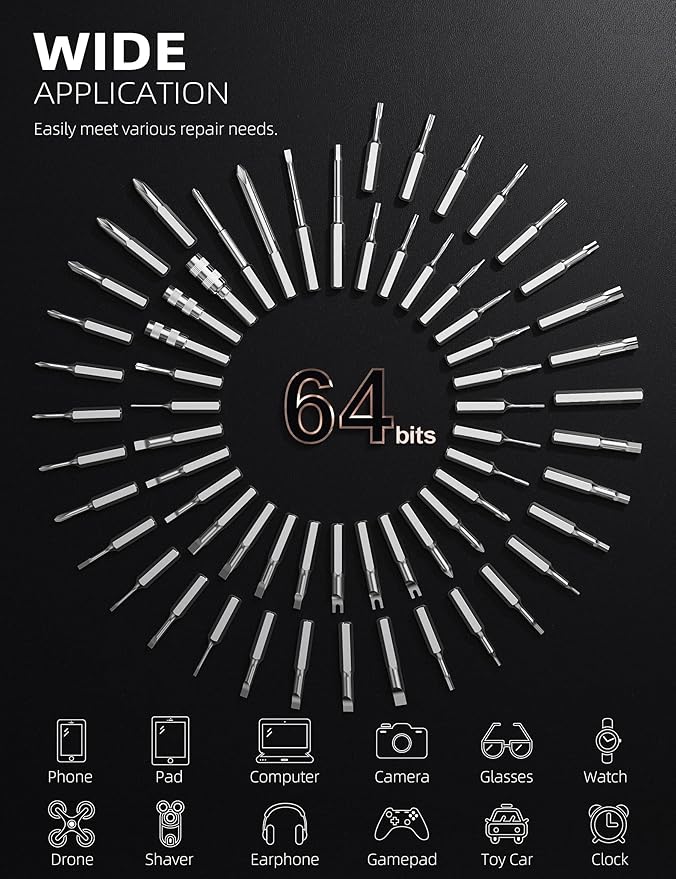 iFu Mini Electric Screwdriver, 90 in 1 Precision Screwdriver Set – Small Cordless Power Screwdriver with LED Light & 64 Magnetic Bits, Repair Tool for Phone Laptop Camera Watch Computer