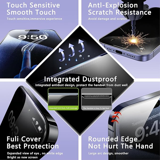 2 Pack Anti Blue Light Matte Screen Protector for iPhone 11 Pro Max and iPhon XS MAX 6.5-Inch Auto Dust Removal, No Bubbles, Tempered Glass Film, Easy Installation