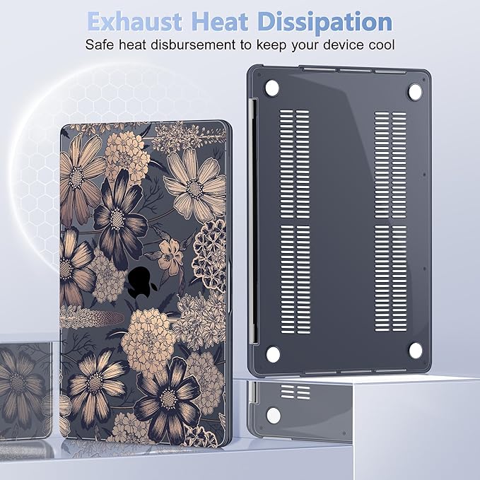 Case for MacBook Pro 13 inch with/Without Touch Bar (2016-2022, M2 A2338 M1 A2289 A2251 A2159 A1989 A1706 A1708), Hard Shell + Keyboard Cover + Dust Plug - Spring Floral