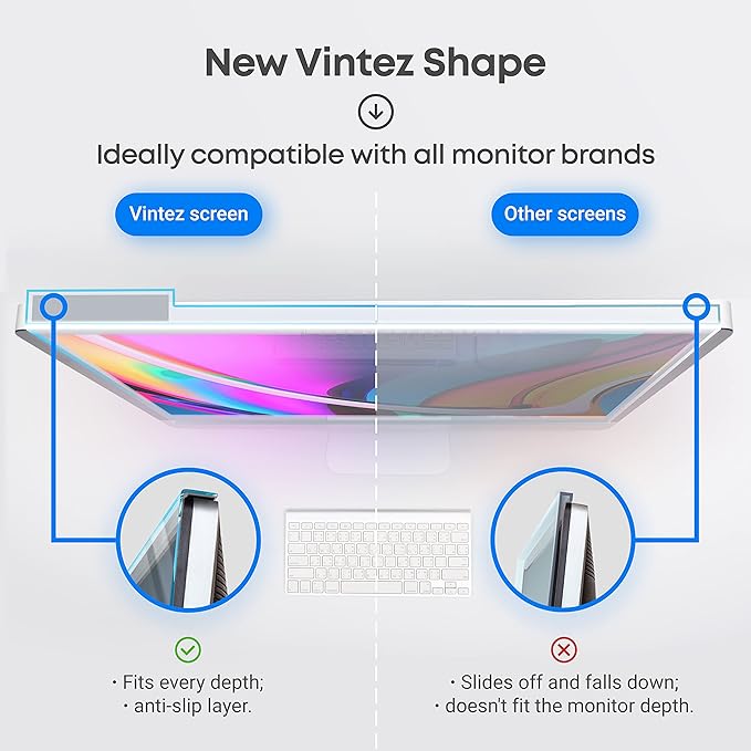 VINTEZ Blue Light Screen Protector for 27 Inch Computer Monitor and Laptop – Anti-UV Blue Light Blocking Film for Desktop PC, Eye Protection Filter, 24" x 14", 2 Pack