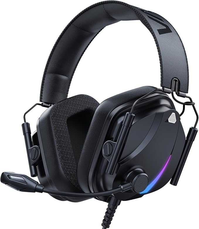 HW12 Gaming Headset for PC,PS5,PS4,Xbox One,Switch,Gaming Headphones with Microphone Wired Headset with 3.5mm Audio Jack(Black)