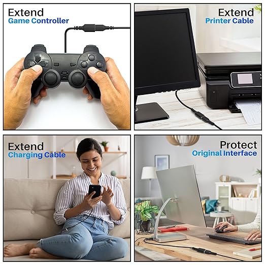 3 Pack USB 3.0 Extension Cable 10 Feet, USB A Male to Female Extender Cord, 5Gbps Data Transfer for Webcam, Printer, Keyboard, Mouse, Flash Drive, Hard Drive, Controller, Black Cable with 5 Cable Ties