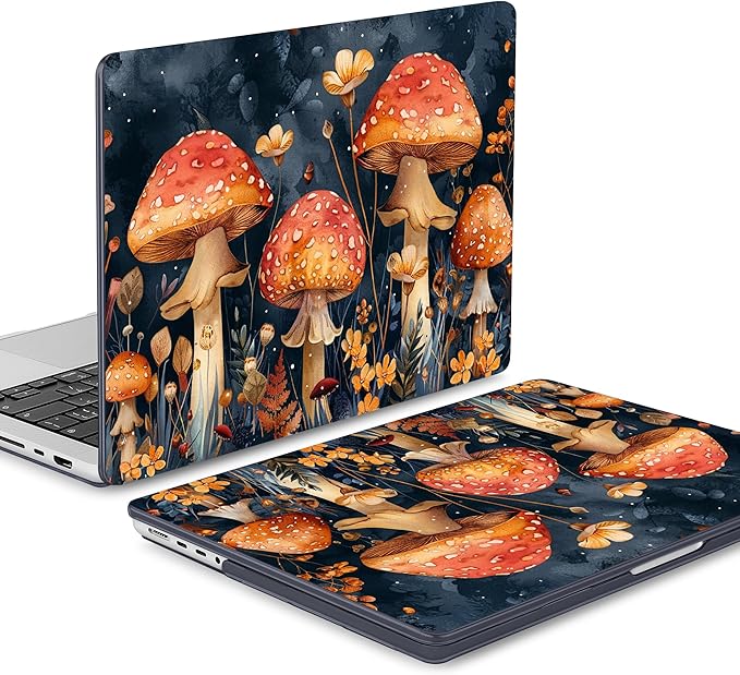 Mektron Case for MacBook Pro 16" M4 A3403 A3186 M3 A2991 M2 A2780 M1 A2485 (2021/2023/2024) Pro/Max with Touch ID, Hard Shell Plastic Laptop Cover Keyboard Cover Screen Protector, Mushrooms